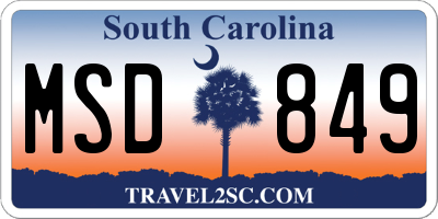 SC license plate MSD849