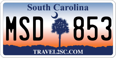 SC license plate MSD853