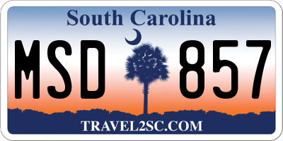 SC license plate MSD857