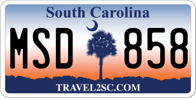 SC license plate MSD858