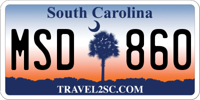 SC license plate MSD860