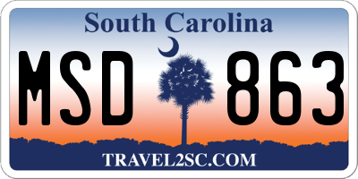 SC license plate MSD863