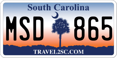 SC license plate MSD865