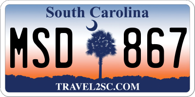 SC license plate MSD867