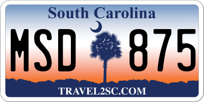 SC license plate MSD875