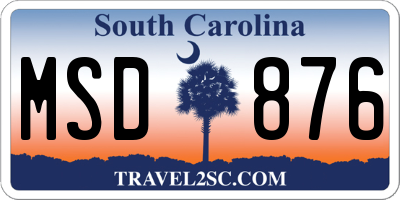 SC license plate MSD876