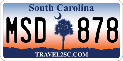 SC license plate MSD878