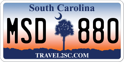 SC license plate MSD880