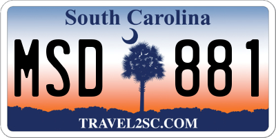 SC license plate MSD881