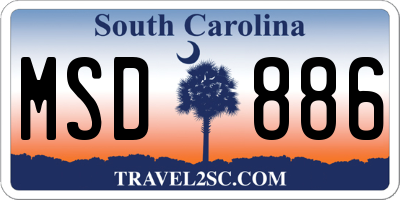 SC license plate MSD886