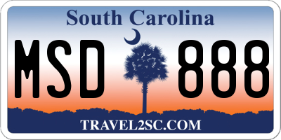 SC license plate MSD888