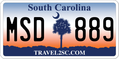 SC license plate MSD889