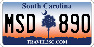 SC license plate MSD890