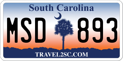 SC license plate MSD893