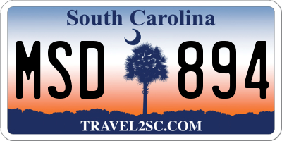 SC license plate MSD894