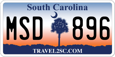 SC license plate MSD896