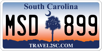SC license plate MSD899