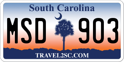 SC license plate MSD903