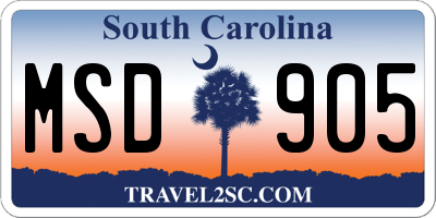 SC license plate MSD905
