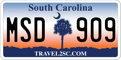 SC license plate MSD909