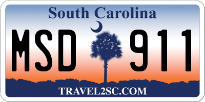 SC license plate MSD911