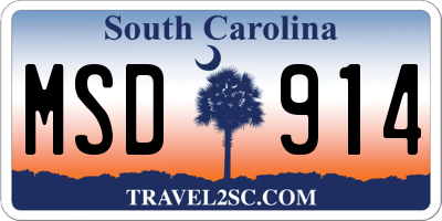 SC license plate MSD914