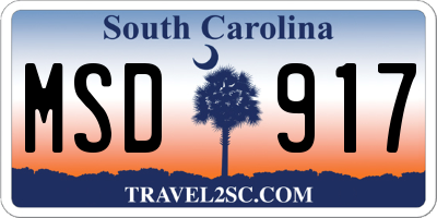 SC license plate MSD917