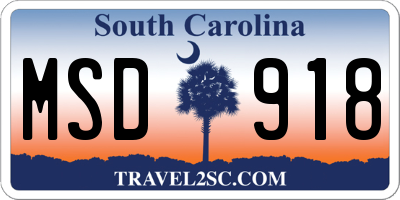 SC license plate MSD918