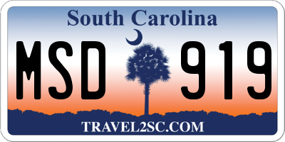 SC license plate MSD919
