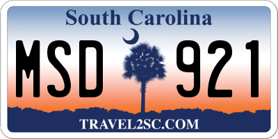 SC license plate MSD921
