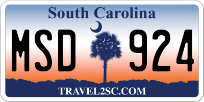 SC license plate MSD924