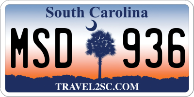 SC license plate MSD936