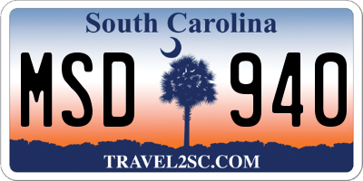 SC license plate MSD940