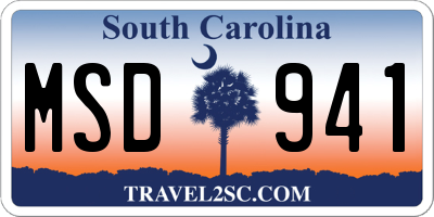 SC license plate MSD941