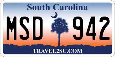 SC license plate MSD942