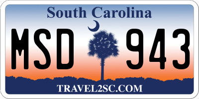 SC license plate MSD943