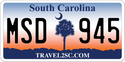 SC license plate MSD945