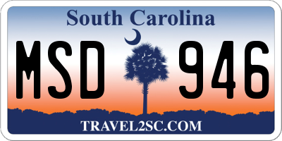 SC license plate MSD946