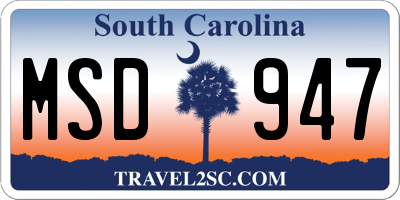 SC license plate MSD947