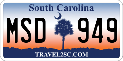SC license plate MSD949