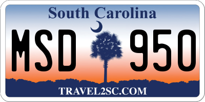 SC license plate MSD950