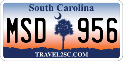SC license plate MSD956
