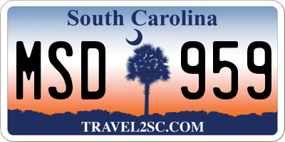 SC license plate MSD959