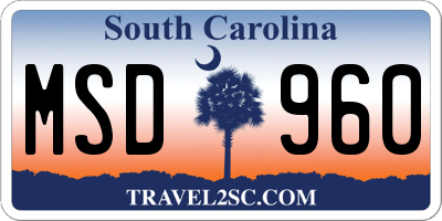 SC license plate MSD960