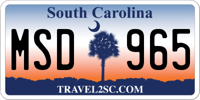 SC license plate MSD965