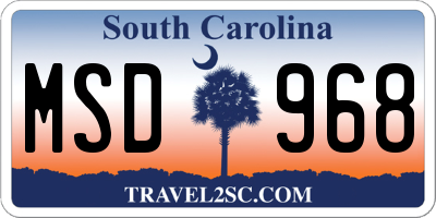 SC license plate MSD968