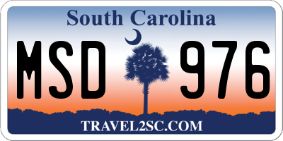SC license plate MSD976