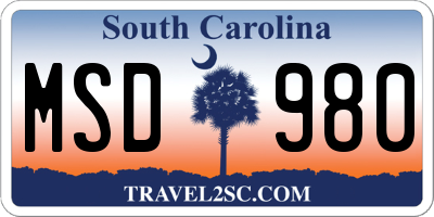 SC license plate MSD980