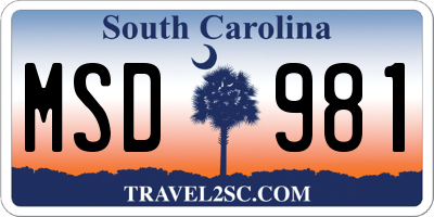 SC license plate MSD981