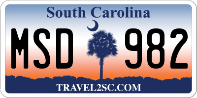 SC license plate MSD982